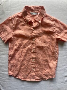 NWOT Janie and Jack Boys Size 6 Linen Short-Sleeve Button-Down Shirt